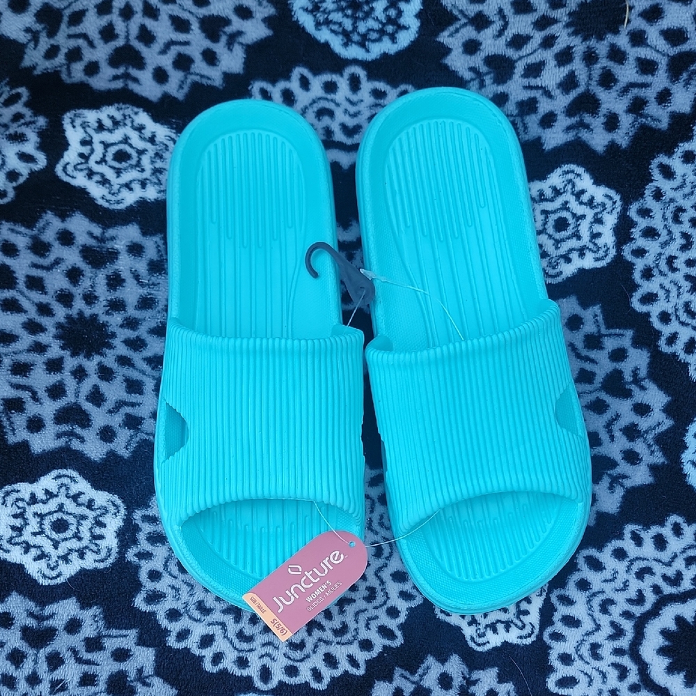 Juncture Teal/Turquoise Slide Sandals Sz 5/6